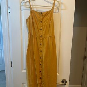 Old Navy Yellow Button-Front Midi Dress